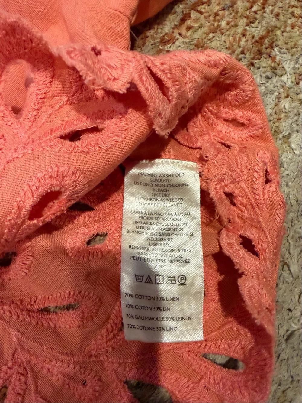 Free People Coral Eyelet Cropped Top - Picture 4 of 10